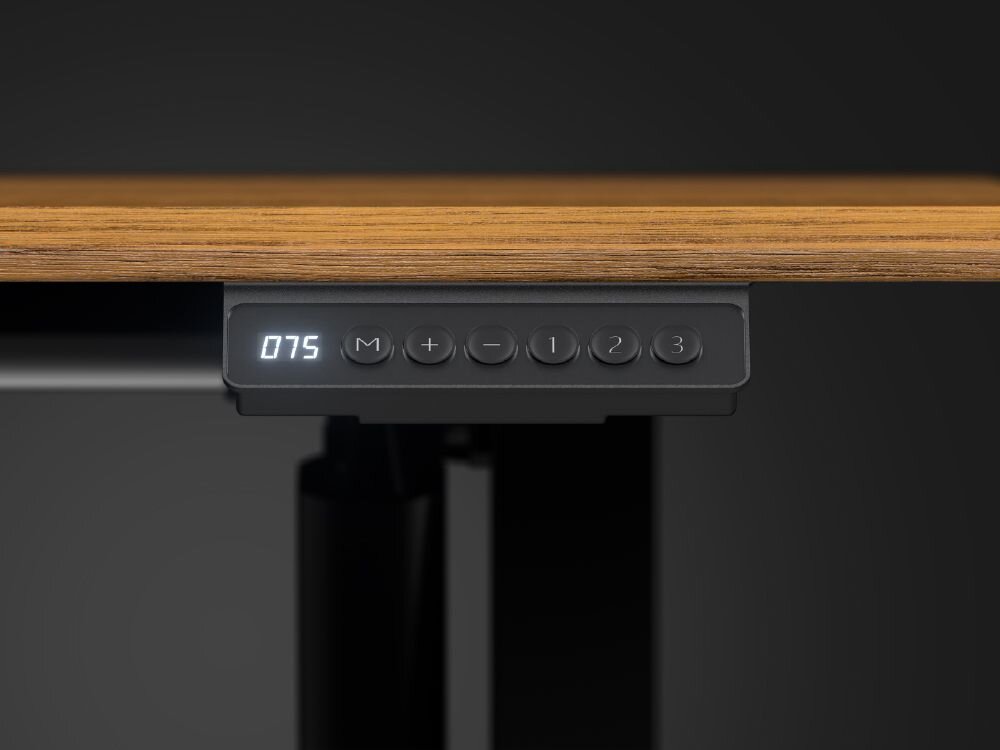 Biurko ENDORFY Atlas S Electric Ciemne Drewno Panel sterowania biurka ENDORFY Atlas S Electric z wyświetlaczem wysokości dotykowy panel sterowania zapis 3 wysokości wygoda