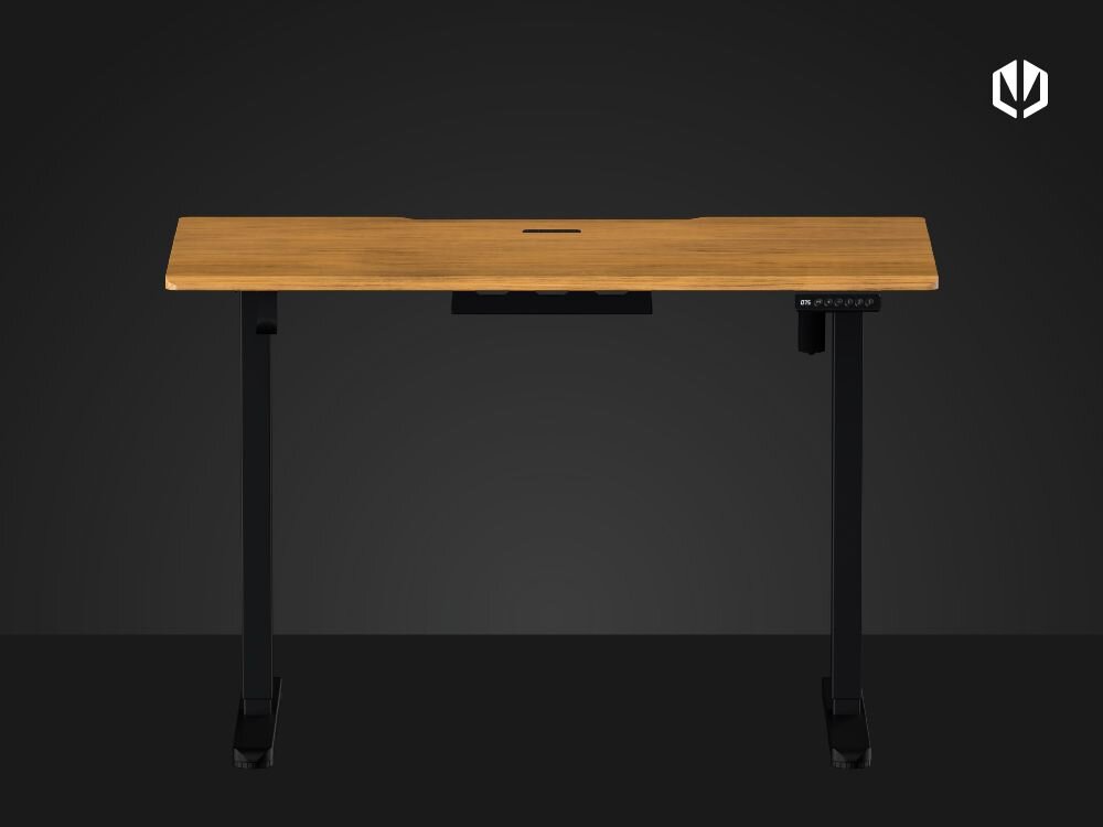 Biurko ENDORFY Atlas S Electric Ciemne Drewno Całkowity widok biurka z frontu
