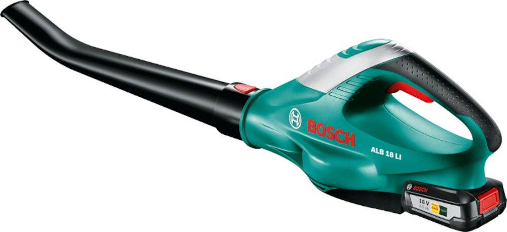 Dmuchawa do liści BOSCH ALB 18 Li waga 1,8 kg akumulator litowo-jonowy 18 V prędkość nadmuchu do 210 km/h