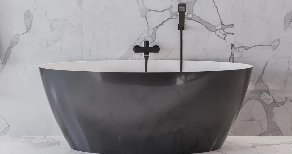 BATERIA WANNOWA OMNIRES DARLING DA5040 Bezproblemowa regulacja wysoka jakość głowica ceramiczna płynna regulacja strumienia intensywność temperatura wysoka jakość wysokogatunkowy mosiądź trwałość odporność na korozję klasa A wykończenie czarny mat elegancki wygląd łatwe czyszczenie unikalne wzornictwo elegancja styl architektonicze łuki wygląd czarny kolor matowy dwustopniowy montaż