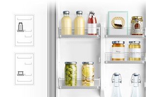 Samsung Łatwa, samodzielna regulacja. Pojemniki na drzwiach