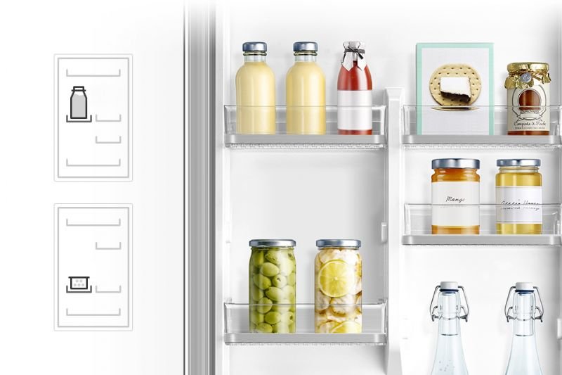 Samsung Łatwa, samodzielna regulacja. Pojemniki na drzwiach