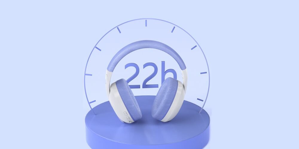 AULA S6 Black – słuchawki bezprzewodowe z baterią do 22 godzin pracy, słuchawki na platformie, napis 22h