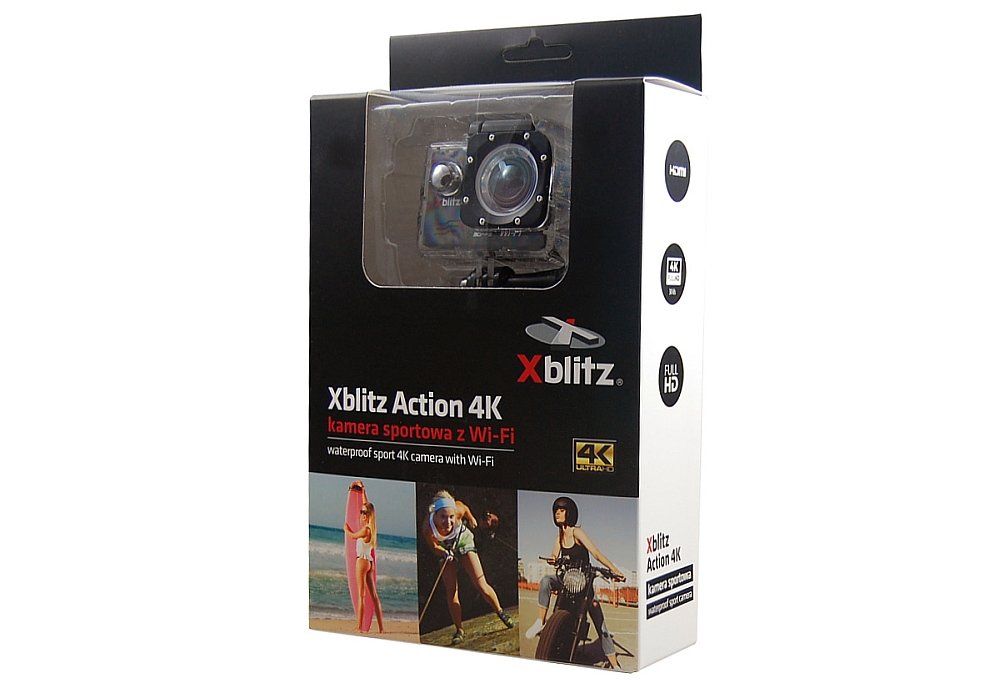 XBLITZ Kamera Sportowa Action 4k zawartość zestaw