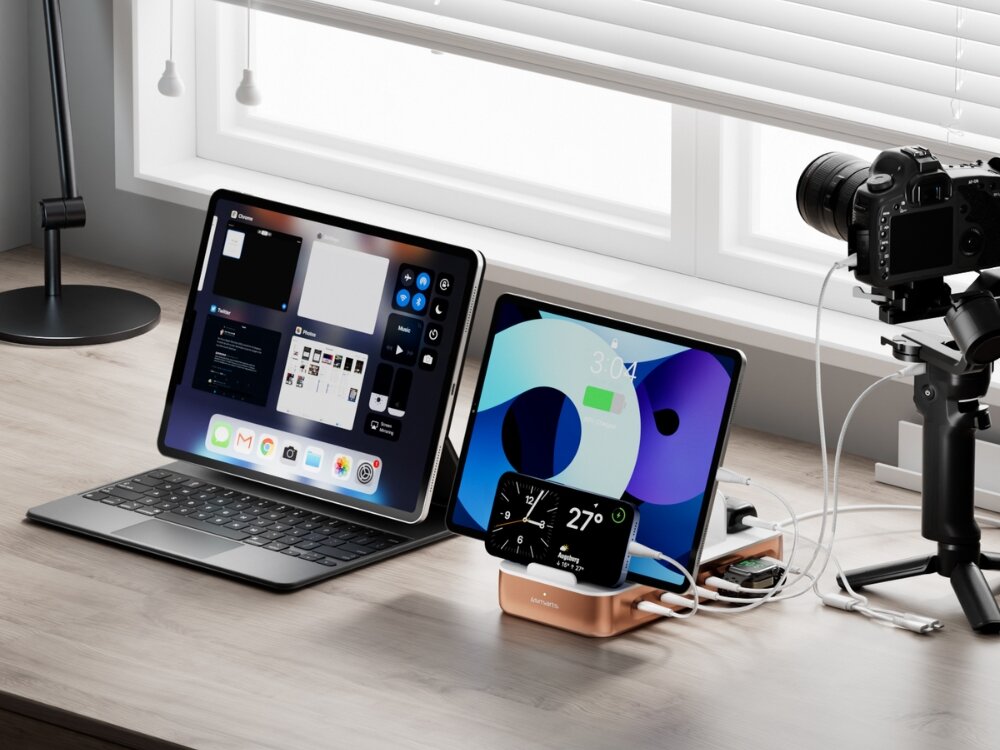 Stacja ładowania Team 100W 5C/1A włącznie 6 kabli, miedziany – ładowanie do 9 urządzeń naraz