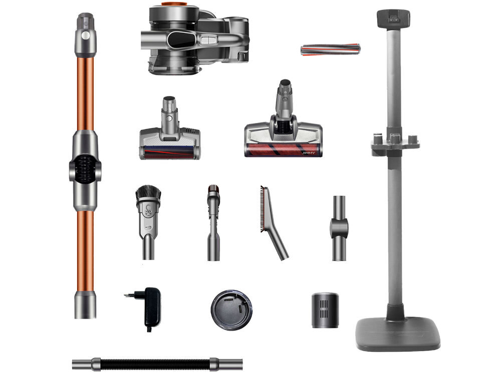 Odkurzacz JIMMY H9 Pro metalowa rura wałek do dywanów elektryczna szczotka do materacy elektryczna szczotka do podłóg szczotka 2w1 szczotka szczelinowa 2w1 miękka szczotka łącznik ładowarka akumulator uchwyt do ładowania rozciągany wąż baza łądująca dokumentacja 