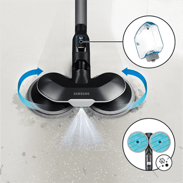 Końcówka mopująca wyposażona w pojemnik na wodę