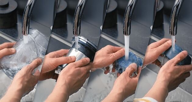 Mycie części odkurzacza VS20C954FTB/GE seria 95 w wodzie - krok po kroku