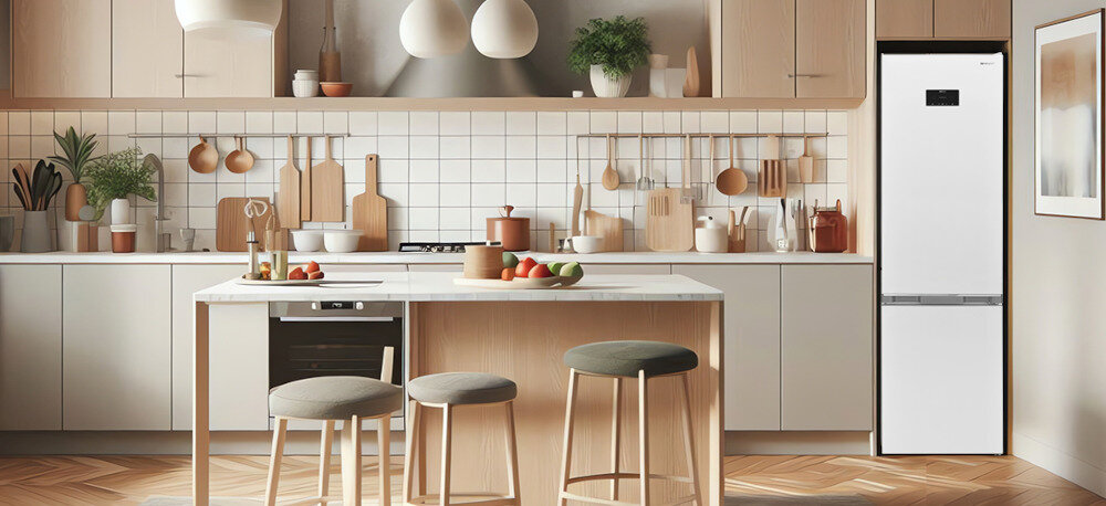 LODÓWKA SHARP SJ-FBA05DHXWE-EU Efektowny design lodówki wygląd styl wykończenie Oświetlenie LED