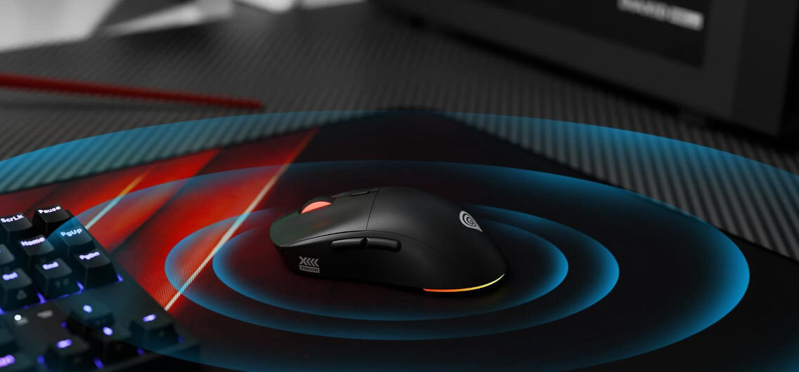 Mysz GENESIS Zircon XIII Czarny technologia motion sync pełna synchronizacja pomiędzy wysyłaniem danych o położeniu a ich odbiorem
