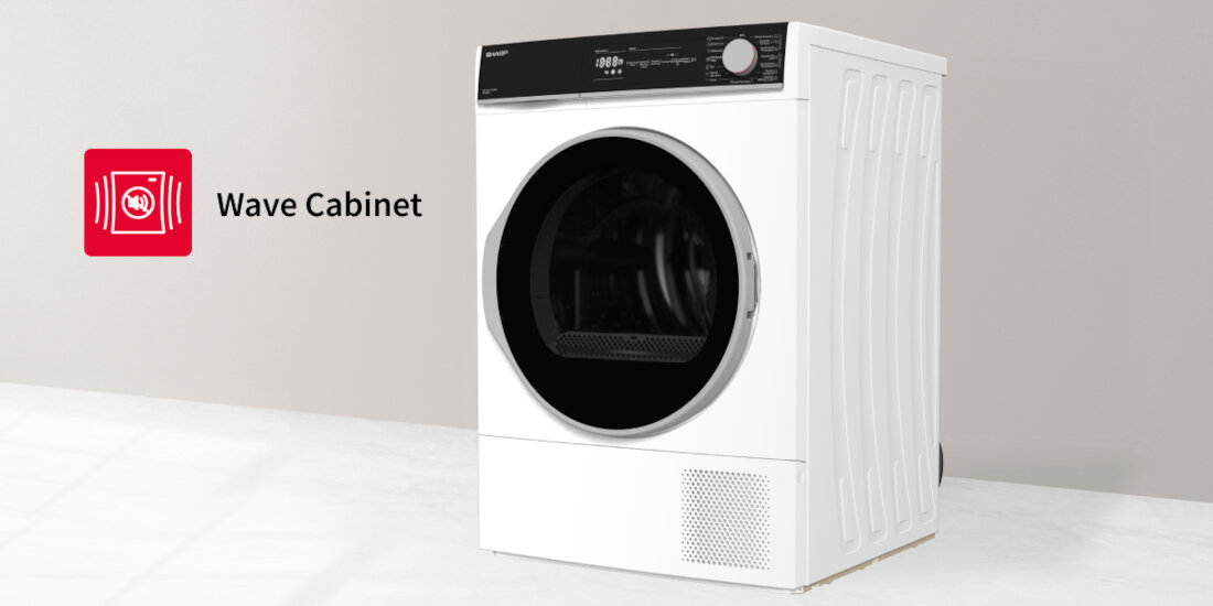 Suszarka SHARP KD-NHH9S8GW3-PL cicha i stabilna konstrukcja Wave Cabinet