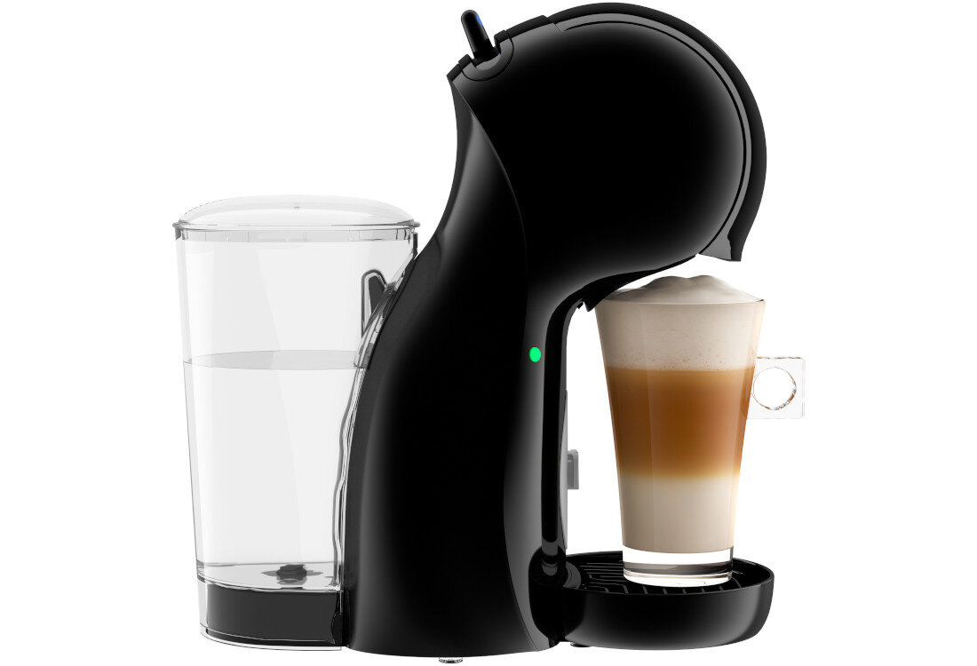 Ekspres DELONGHI Dolce Gusto Piccolo XS EDG210.BGY Czarny Mobilny format wymiary waga Smukła, czarno-szara obudowa