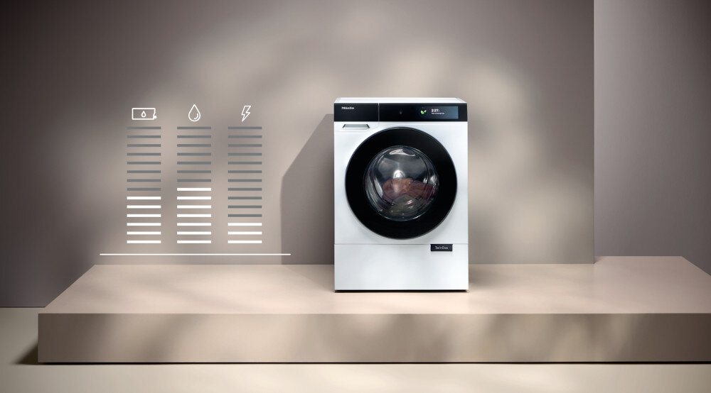 PRALKA MIELE WQ 1000 WPS zdjęcie lifestyle pralka parametry wykres program automatyczny SmartMatic dostosowuje się do wielkości załadunku prosta obsługa