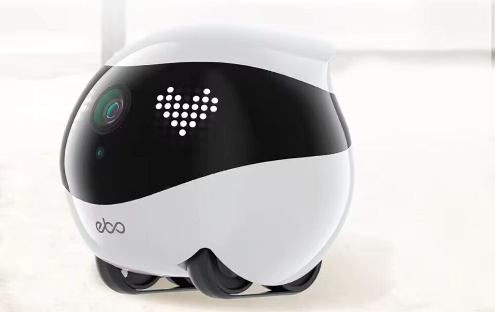 Robot ENABOT EBO Air robot ustawiony pod katem, opiekun, kamera, ruch, obraz