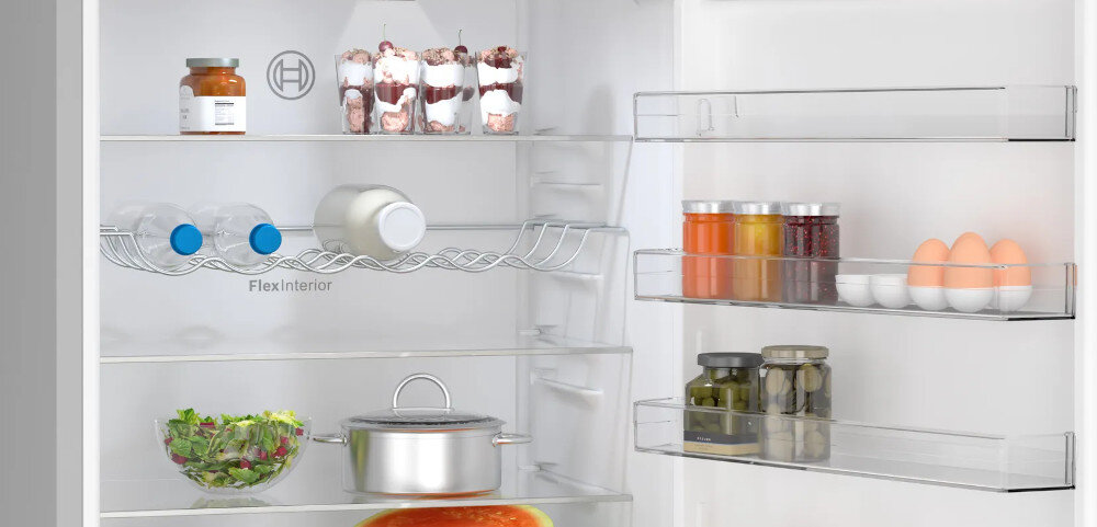 Lodówka BOSCH KGN497ICT No frost 203cm Srebrna stelaż na butelki