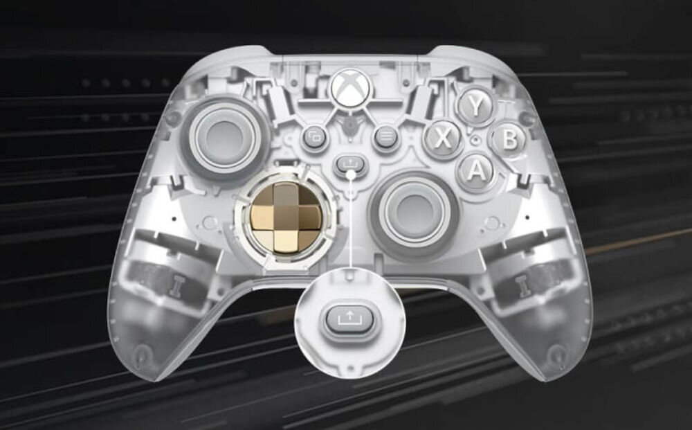 Kontroler MICROSOFT bezprzewodowy Xbox Wersja specjalna - Ghost Cipher przycisk udostępniania zrzuty ekranu nagrania