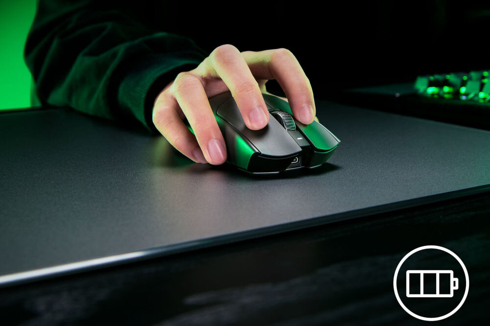 RAZER Viper V3 Pro Sentinels Edition Viper V3 Pro SE 95 godzin bez konieczności ładowania Viper V3 Pro SE - mysz ma tle nocnej panoramy miasta