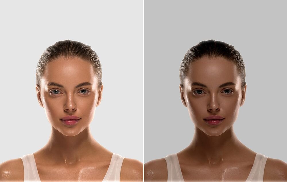 Telewizor DREAME 55Q100 AI Skin Detection AI Motion Clarity płynny ruch, dwa kadry osoby na jaśniejszym i na ciemniejszym tle