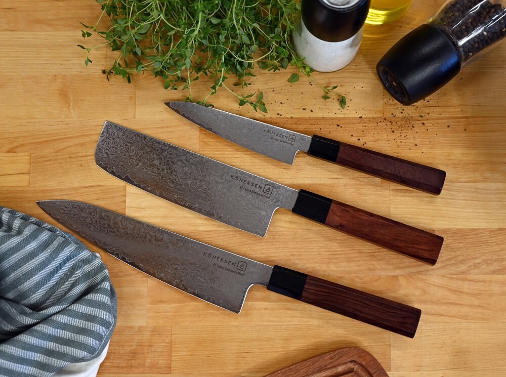 Nóż KOHERSEN Seido Red Wood szefa kuchni 20.3 cm odpowiednie proporcje, poprawa balansu, zmniejsza zmęczenie dłoni, większa precyzja