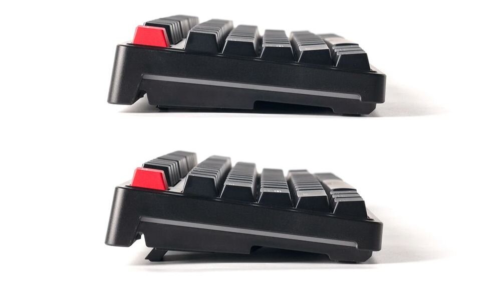 KEYCHRON C3 Pro formacie TKL 80% 87 klawiszy bez numerycznego bloku mysz F-klawiszy i strzałek trzem ustawieniom nachylenia trzem ustawieniom nachylenia - porównanie regulacji kąta od boku
