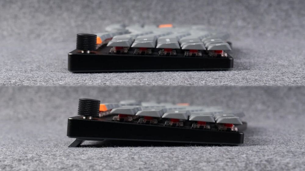 KEYCHRON K15 Max KEYCHRON K15 Max formacie Alice 75% 90 klawiszy bez numerycznego bloku mysz F-klawiszy i strzałek trzem ustawieniom nachylenia trzem ustawieniom nachylenia - przedstawienie regulacji pochyłu