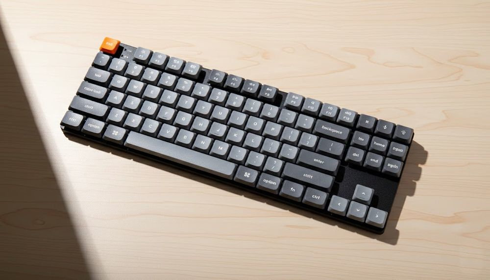 KEYCHRON K5 Anti-ghosting N-Key Rollover graczy i użytkowników - klawiatura na jasnym biurku