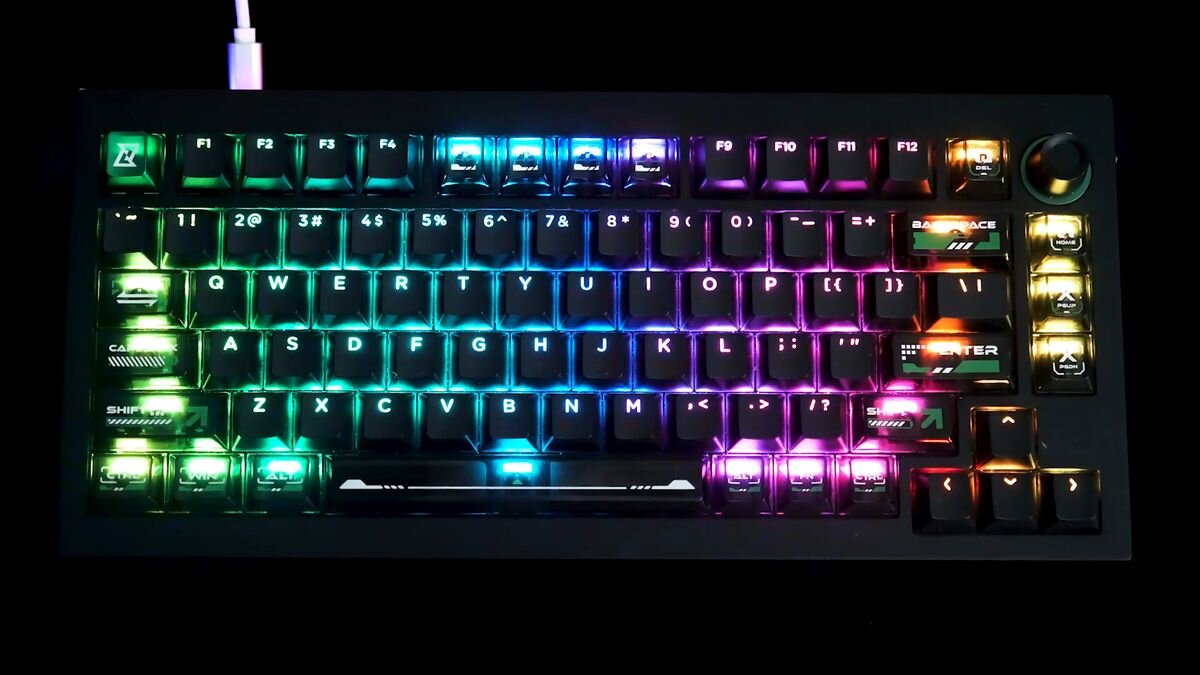 KEYCHRON Lemokey L5 HE Podświetlenie RGB KEYCHRON Lemokey L5 HE trybów świetlnych regulacji jasności oraz prędkości animacji wyraźnie podświetlonym klawiszom - podświetlenie rgb klawiatury