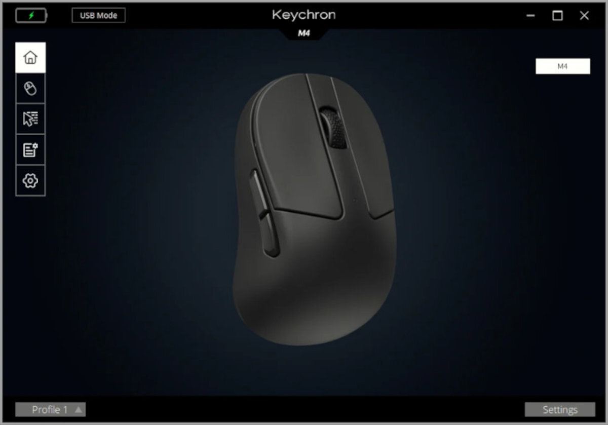 KEYCHRON M4 Keychron Engine personalizację, zmianę funkcji klawiszy, tworzenie własnych skrótów oraz makr dostosować LOD częstotliwość odświeżania DPI - interfejs oprogramowania Keychron Engine