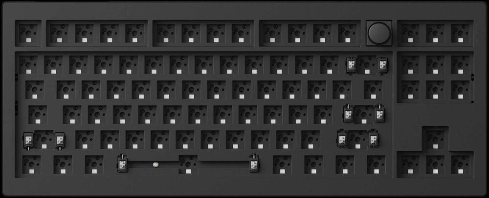 KEYCHRON V3 Max Technologia Hot-Swap wymianę switchy bez konieczności lutowania Keycapy Double-Shot PBT odporne na zużycie i ścieranie - klawiatura z wyjętymi wszystkimi keycapami i switchami 