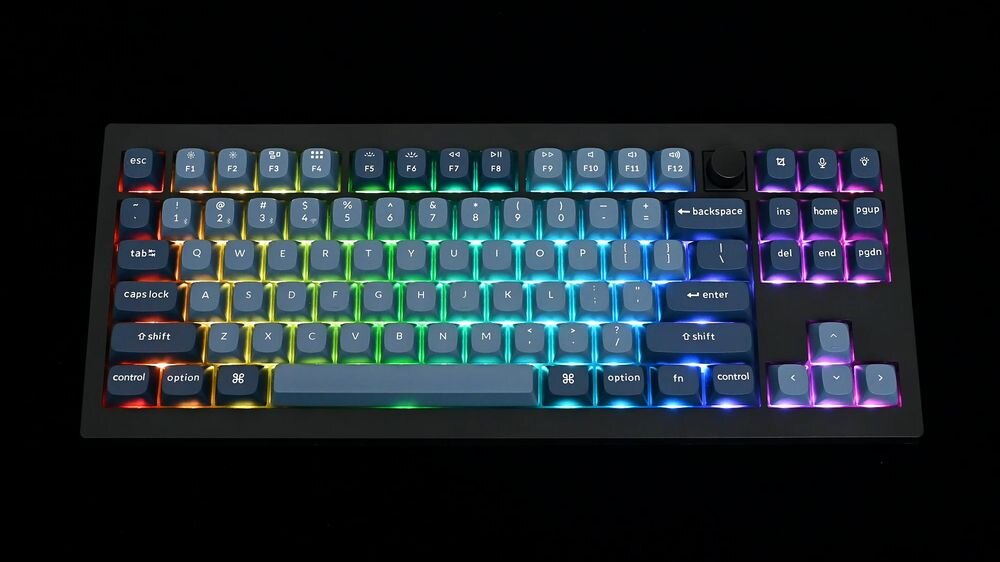 KEYCHRON V3 Max Podświetlenie RGB KEYCHRON V3 Max trybów świetlnych regulacji jasności oraz prędkości animacji wyraźnie podświetlonym klawiszom - podświetlenie klawiszy