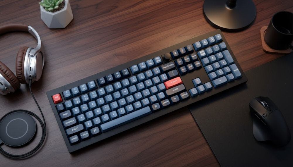 KEYCHRON V3 Max przełączniki mechaniczne Gateron Jupiter Brown 3-pinową konstrukcją fabrycznie nasmarowane Gateron żywotność do 80 milionów naciśnięć klawiszy dyfuzora LED wysoką przepuszczalność podświetlenia RGB- klawiatura na pudełku 