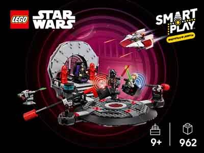 Opakowanie zestawu LEGO z serii Star Wars, przedstawiające scenę z figurkami i elementami konstrukcyjnymi. Widoczne są loga LEGO, Star Wars i SMART Play, a także informacje: \'9+\' i \'962\'.