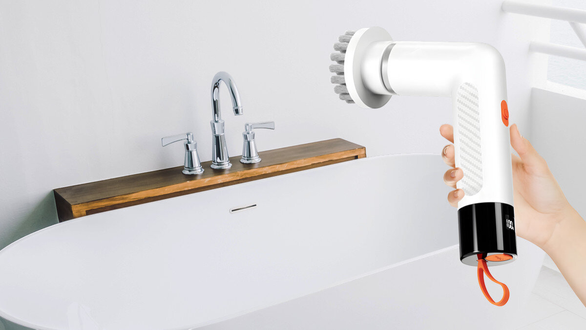 Szczotka akumulatorowa EXTRALINK Powerlink EX.95382, Akumulator, ergonomia, ładowanie, lekkość, Czyszczenie wanny za pomocą poręcznej szczotki akumulatorowej.