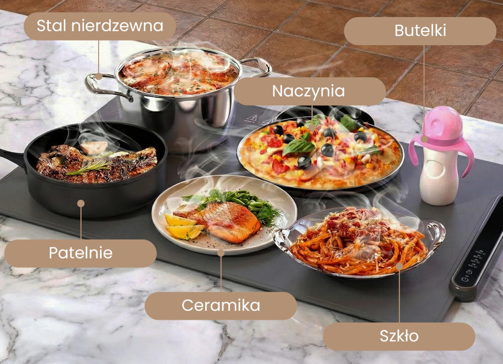 Podgrzewacz do potraw EXTRALINK EX.95009 Wszechstronne zastosowanie ze stali nierdzewnej, ceramiki i szkła, a także butelek czy patelni