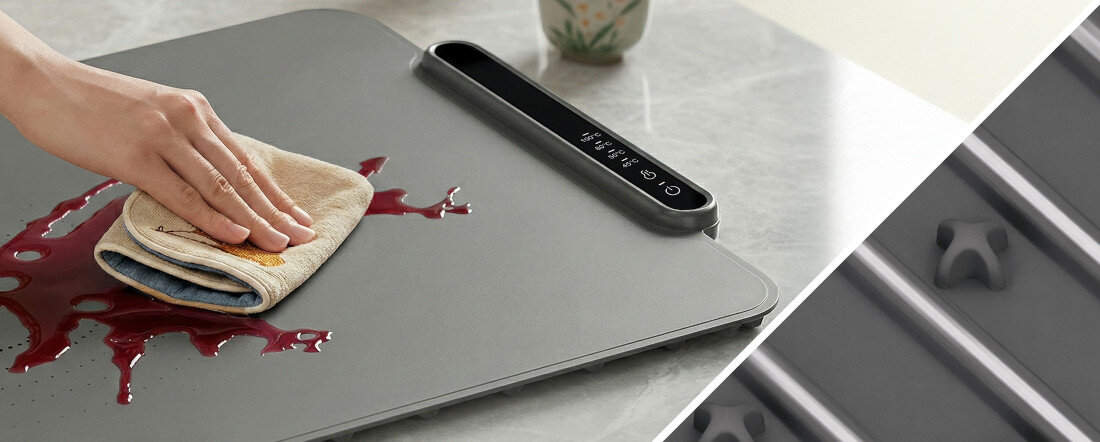 Podgrzewacz do potraw EXTRALINK EX.95009 Łatwe utrzymanie czystości Powierzchnia odporna na tłuste plamy i zabrudzenia Wystarczy wilgotna ściereczka higiena