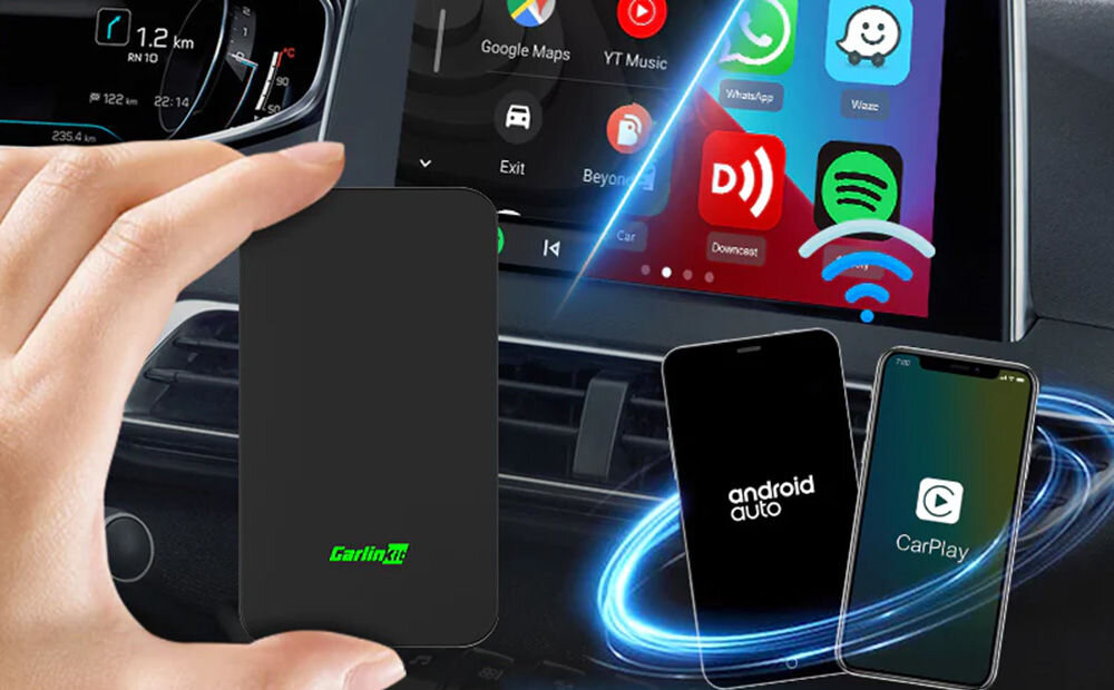 Adapter CARLINKIT 2AIR Czarny Android Auto CarPlay iOS Android wymiary 76 x 43 x 12,3 mm