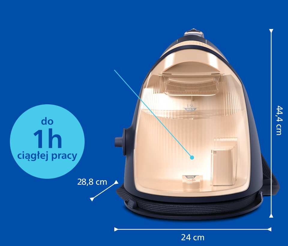 Pokazane na grafice wymiary oraz zbiornik wody