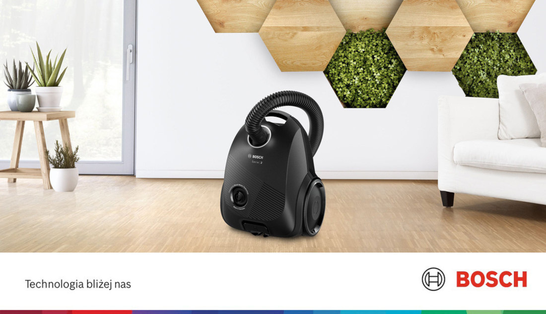 Odkurzacz BOSCH BGLS2BA1 wygląd design tło prezentacja wizualizacja Wysoka skuteczność Bezproblemowe odkurzanie