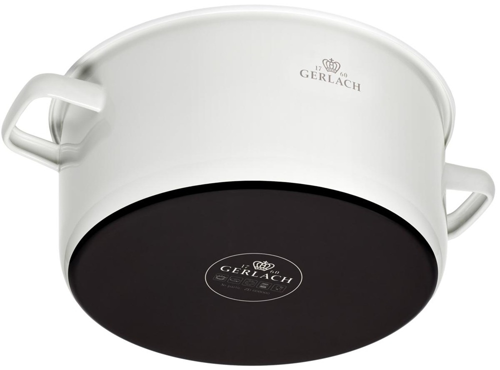Zestaw garnków GERLACH Natur Enamel Biały (6 elementów) do wszystkich typów kuchenek, nie chłonie zapachów i tłuszczu, wytrzymałość, można myć w zmywarce