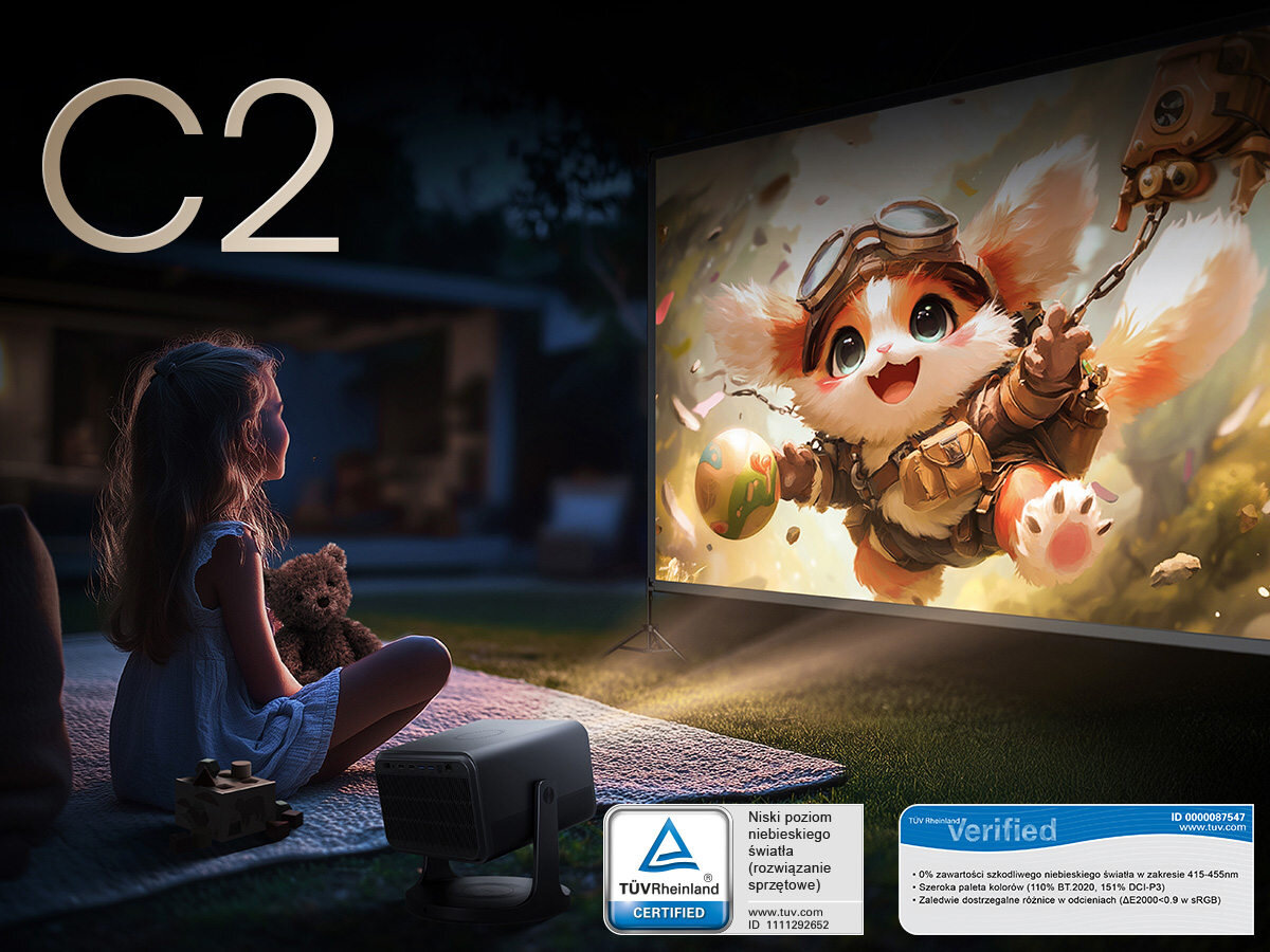 Projektor HISENSE C2 - emisja szkodliwego niebieskiego światła