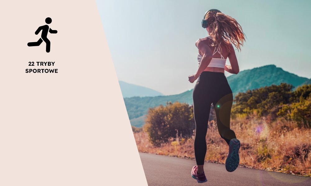 Smartwatch GARETT Verona - tryby sportowe, kobieta biegnaca przed siebie