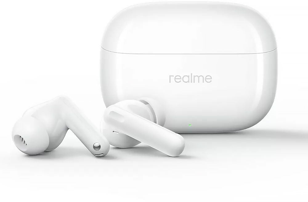 Słuchawki dokanałowe REALME Buds T310 ANC - Sterowanie w zasięgu palca, etui z słuchawkami na białym tle