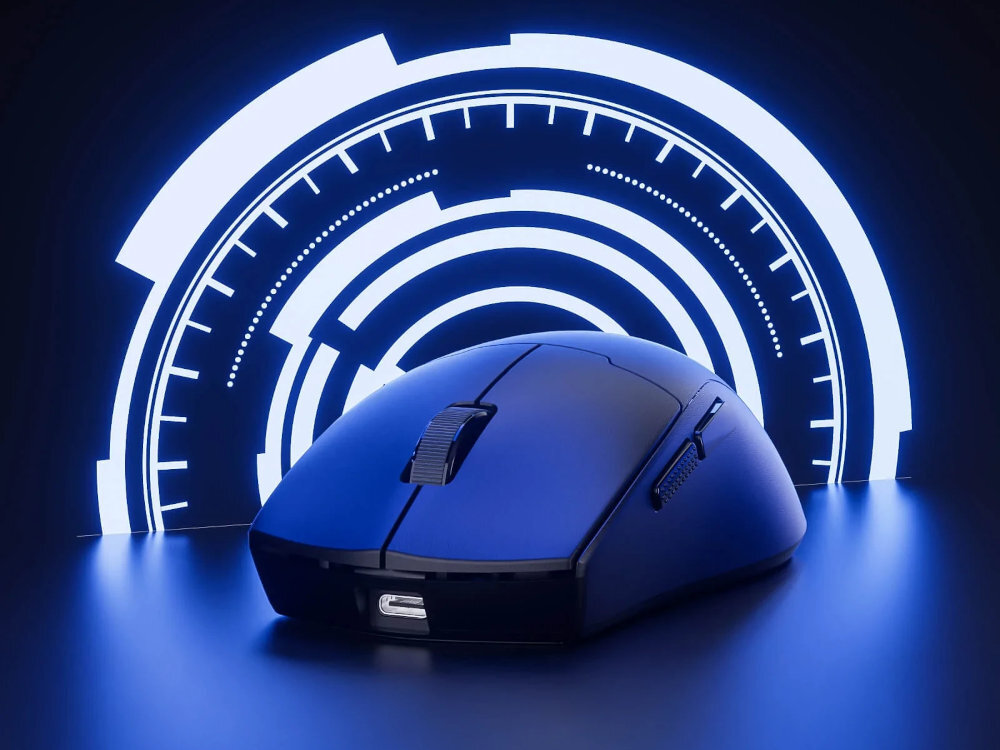REDRAGON K1NG Pro Max mysz na niebiesko ciemnym tle z swiatlem z tylu