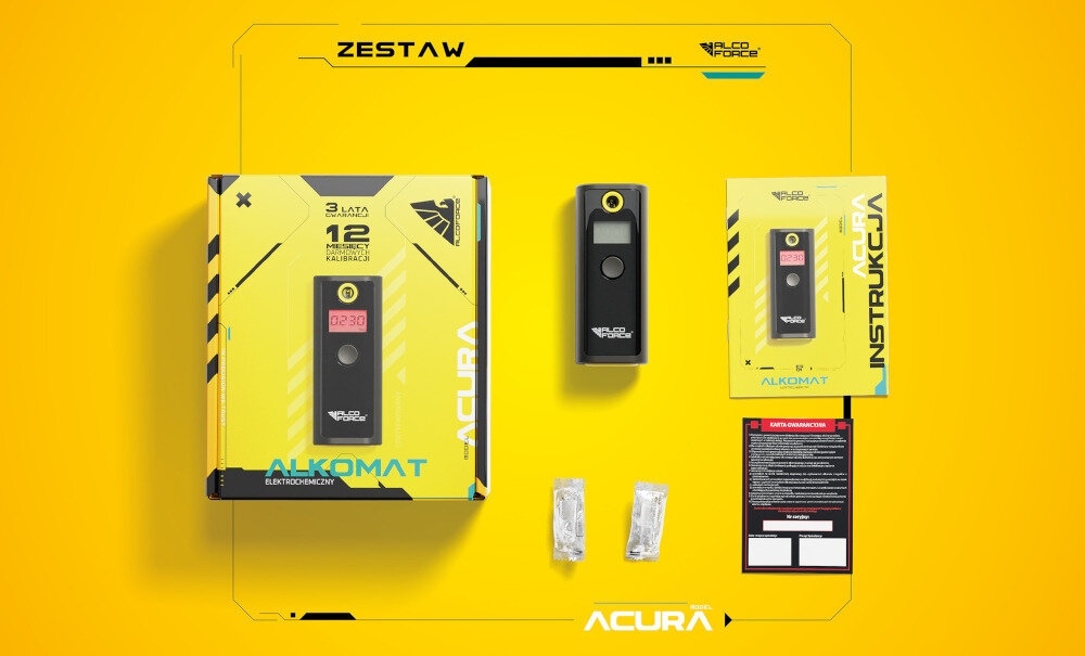 Alkomat ALCOFORCE Acura zestaw akcesoria komplet wyposazenie