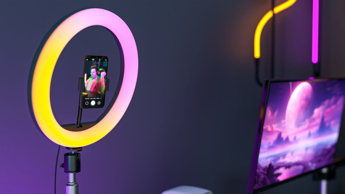 RING LIGHT FROGGIEX FX-GL-RL-RGB stabilny elastyczny uchwyt