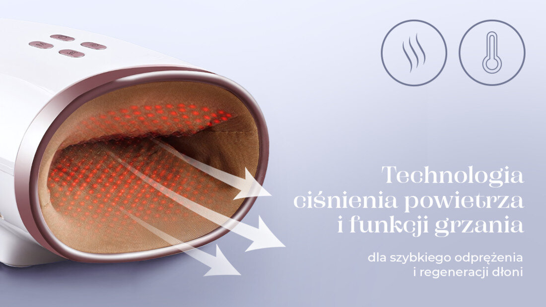 Masażer EXTRALINK Lifestyle Hand Spersonalizowany masaż dostosowanie potrzeby Trzy poziomy intensywności Funkcja grzania