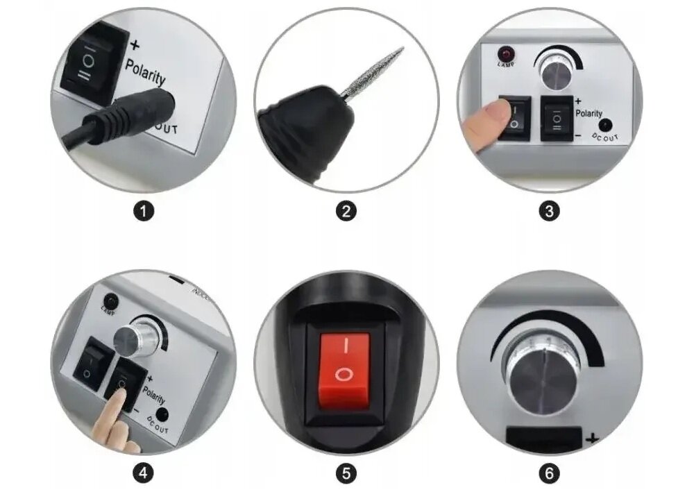 Frezarka do paznokci EXTRALINK Eu Plug ergonomiczna rączka, system easy lock, lekka konstrukcja, wygodna stylizacja