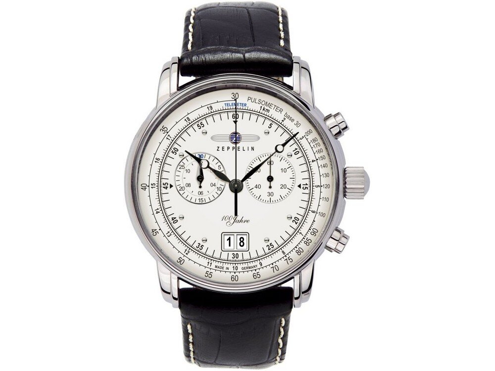 Zeppelin 100 Jahre 7690 stal szlachetna szkło mineralne wodoszczelność 5 ATM trwałość koperta