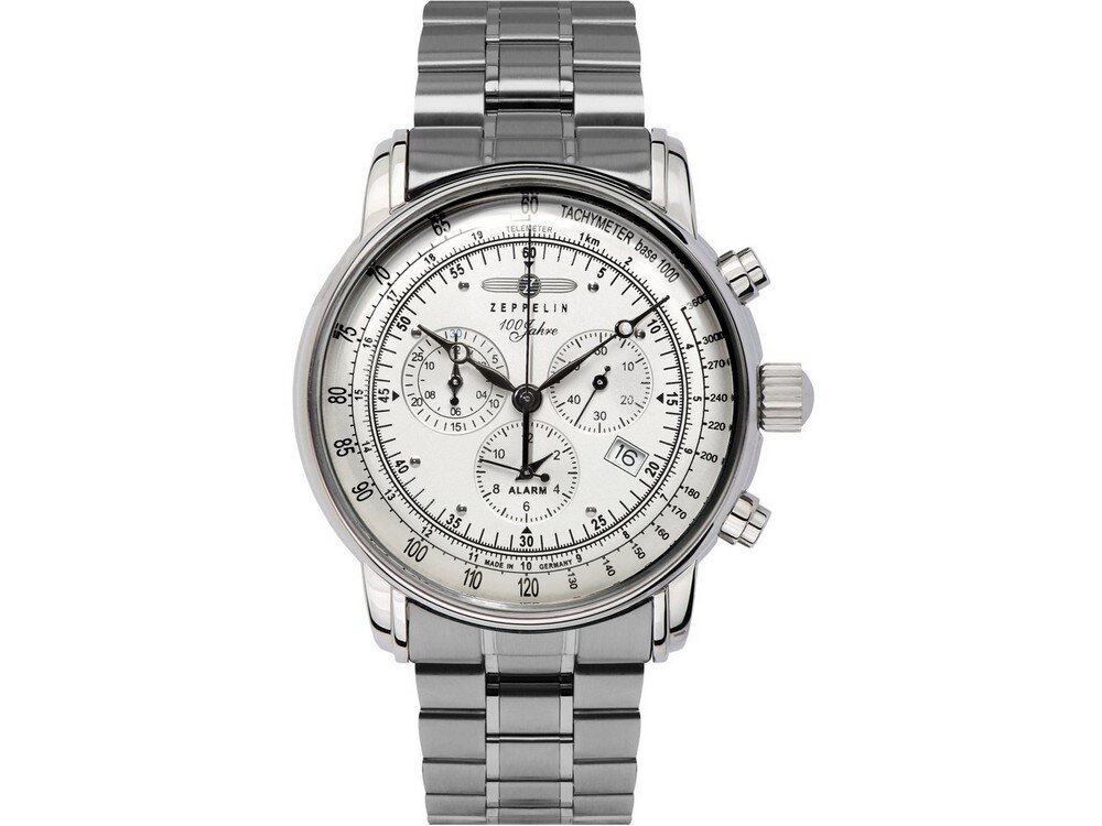 ZEPPELIN 100 Jahre 7680 zegarek męski klasyczny elegancki stalowa koperta skórzany pasek granatowy