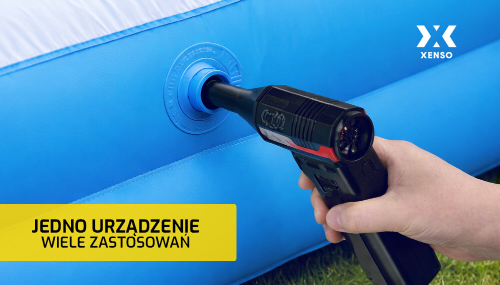 Urządzenie rozruchowe XENSO XR55 pompka powietrza zastosowanie turystyczne kompaktowa forma, urządzenie rozruchowe jako dmuchawa używana do napompowania materaca